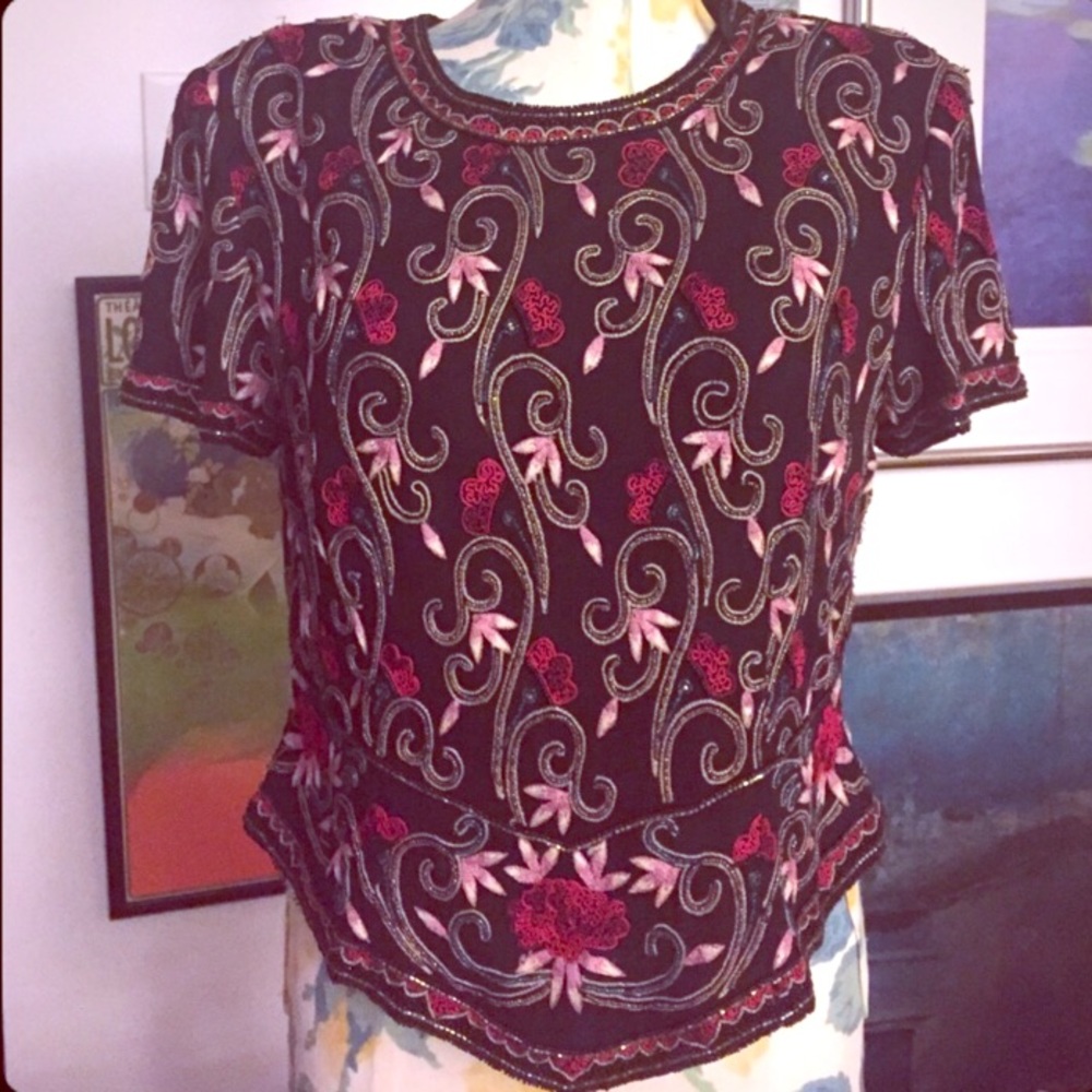 Embroidered Beaded Silk Top Get The Look From PFW!